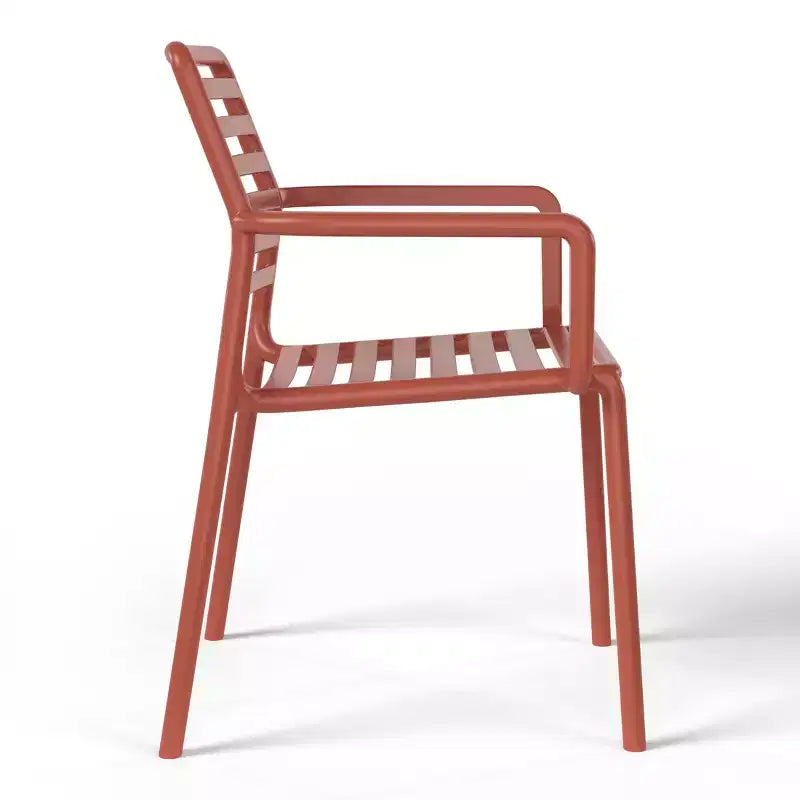 WestinTrends Playa Set Tavolo da Pranzo da 5 Pezzi per Interni ed Esterni in Metallo con Sedie da Giardino Impilabili in Plastica con Braccioli