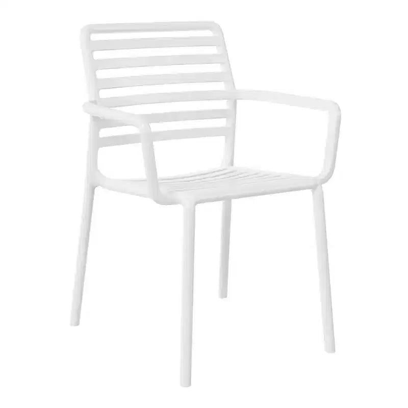 WestinTrends Playa Set Tavolo da Pranzo da 5 Pezzi per Interni ed Esterni in Metallo con Sedie da Giardino Impilabili in Plastica con Braccioli