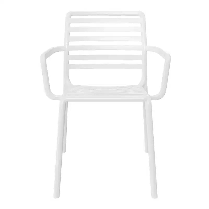 WestinTrends Playa Set Tavolo da Pranzo da 5 Pezzi per Interni ed Esterni in Metallo con Sedie da Giardino Impilabili in Plastica con Braccioli