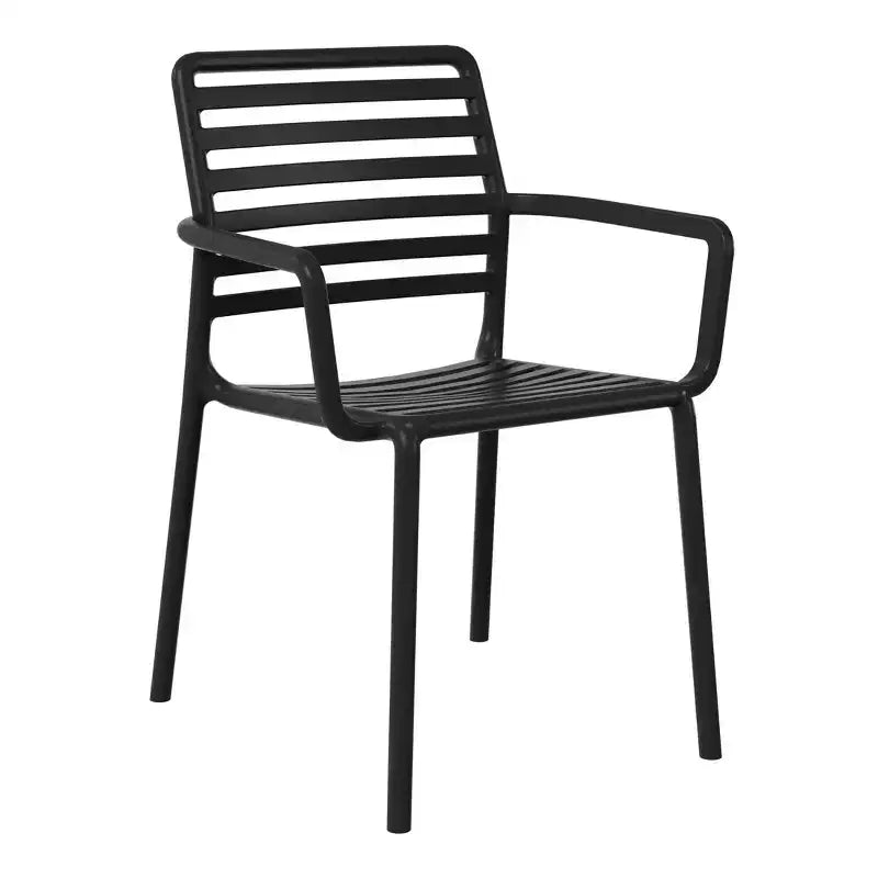 WestinTrends Playa Set Tavolo da Pranzo da 5 Pezzi per Interni ed Esterni in Metallo con Sedie da Giardino Impilabili in Plastica con Braccioli
