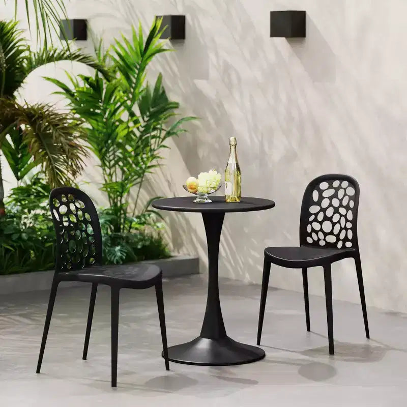 WestinTrends Playa, set da 3 pezzi per tavolo da pranzo da patio in metallo per esterni e interni con sedie da patio impilabili in polipropilene