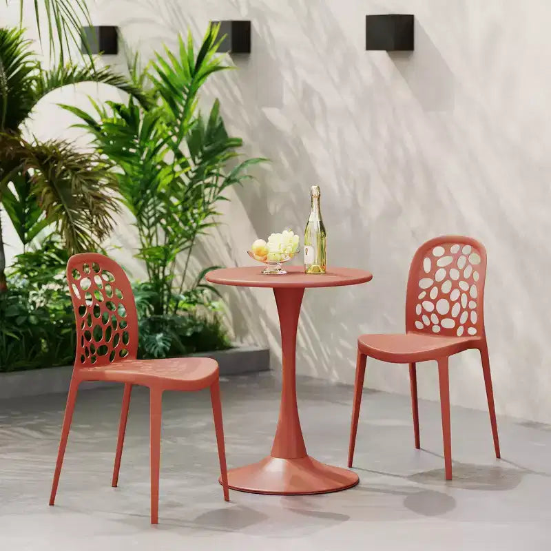 WestinTrends Playa, set da 3 pezzi per tavolo da pranzo da patio in metallo per esterni e interni con sedie da patio impilabili in polipropilene