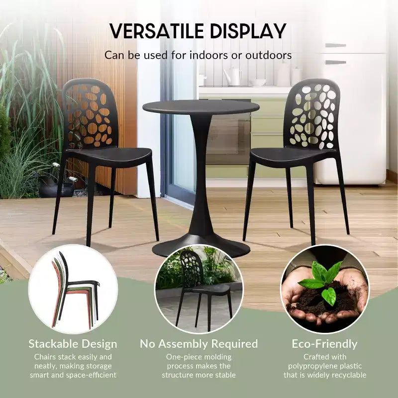 WestinTrends Playa, set da 3 pezzi per tavolo da pranzo da patio in metallo per esterni e interni con sedie da patio impilabili in polipropilene