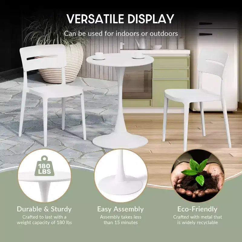 WestinTrends Playa, set da 3 pezzi per tavolo da pranzo da patio in metallo per esterni e interni con sedie da patio impilabili in polipropilene