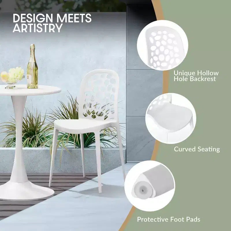 WestinTrends Playa, set da 3 pezzi per tavolo da pranzo da patio in metallo per esterni e interni con sedie da patio impilabili in polipropilene