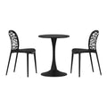 WestinTrends Playa 3-Piece Outdoor Indoor Metal Patio Dining Table Set With Stackable Polypropylene Patio Side Chairs