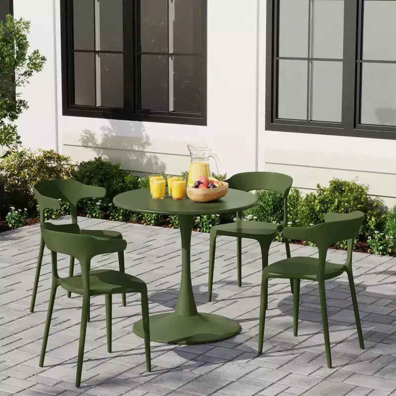 WestinTrends Playa Set Tavolo da Pranzo da Esterno in Metallo a 5 Pezzi con Sedie da Giardino Impilabili