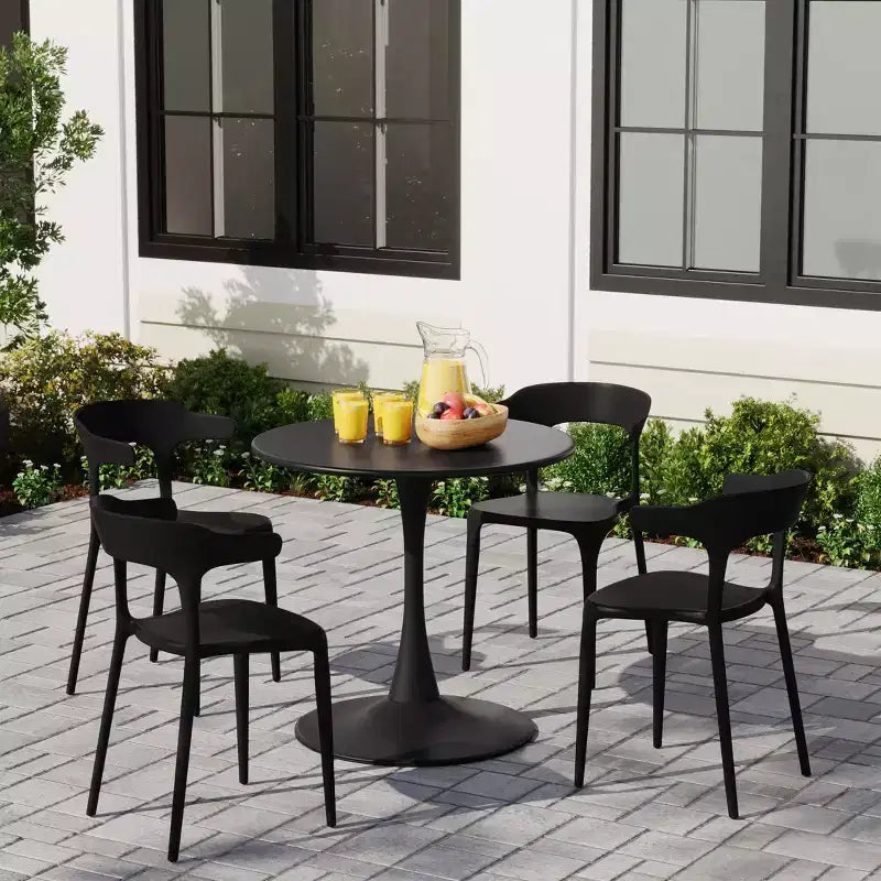 WestinTrends Playa Set Tavolo da Pranzo da Esterno in Metallo a 5 Pezzi con Sedie da Giardino Impilabili