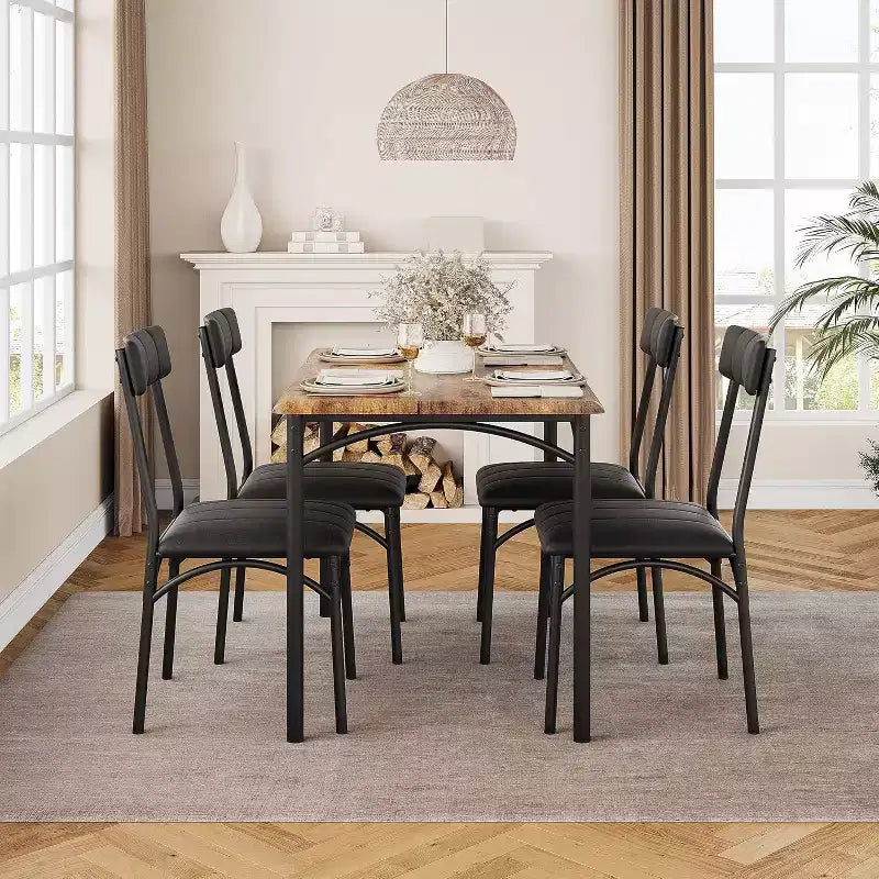 Set tavolo da pranzo per 4, tavolo e sedie da cucina, set tavolo da pranzo con 4 sedie imbottite, set tavolo da cucina per piccoli spazi, appartamento