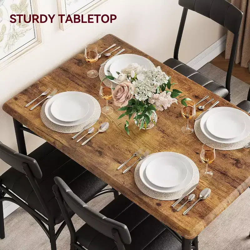 Set tavolo da pranzo per 4, tavolo e sedie da cucina, set tavolo da pranzo con 4 sedie imbottite, set tavolo da cucina per piccoli spazi, appartamento