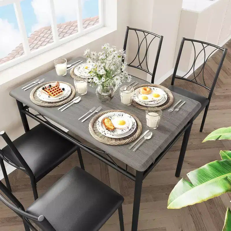 Set tavolo da pranzo per 4, tavolo e sedie da cucina, set tavolo da pranzo con 4 sedie imbottite, set tavolo da cucina per piccoli spazi, appartamento