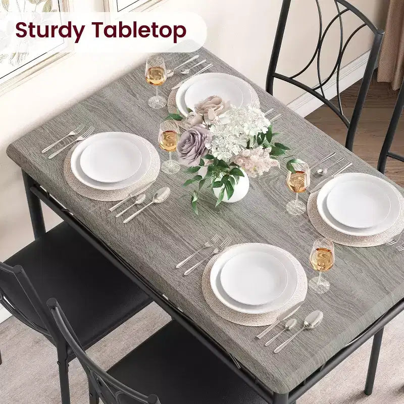 Set tavolo da pranzo per 4, tavolo e sedie da cucina, set tavolo da pranzo con 4 sedie imbottite, set tavolo da cucina per piccoli spazi, appartamento