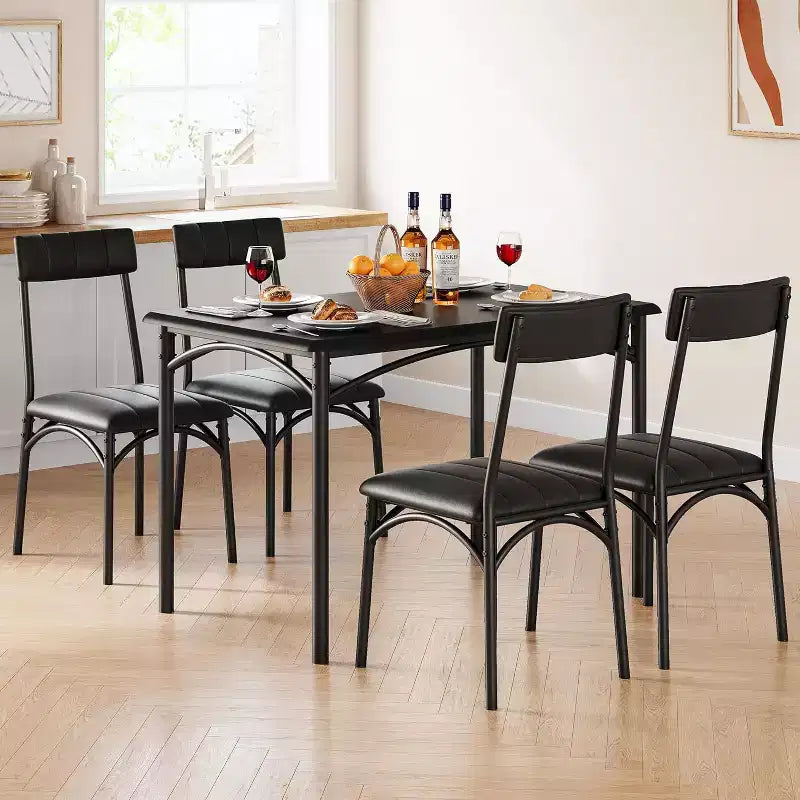 Set tavolo da pranzo per 4, tavolo e sedie da cucina, set tavolo da pranzo con 4 sedie imbottite, set tavolo da cucina per piccoli spazi, appartamento