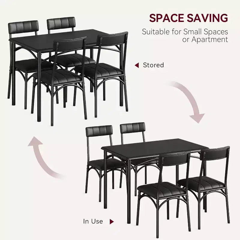 Set tavolo da pranzo per 4, tavolo e sedie da cucina, set tavolo da pranzo con 4 sedie imbottite, set tavolo da cucina per piccoli spazi, appartamento