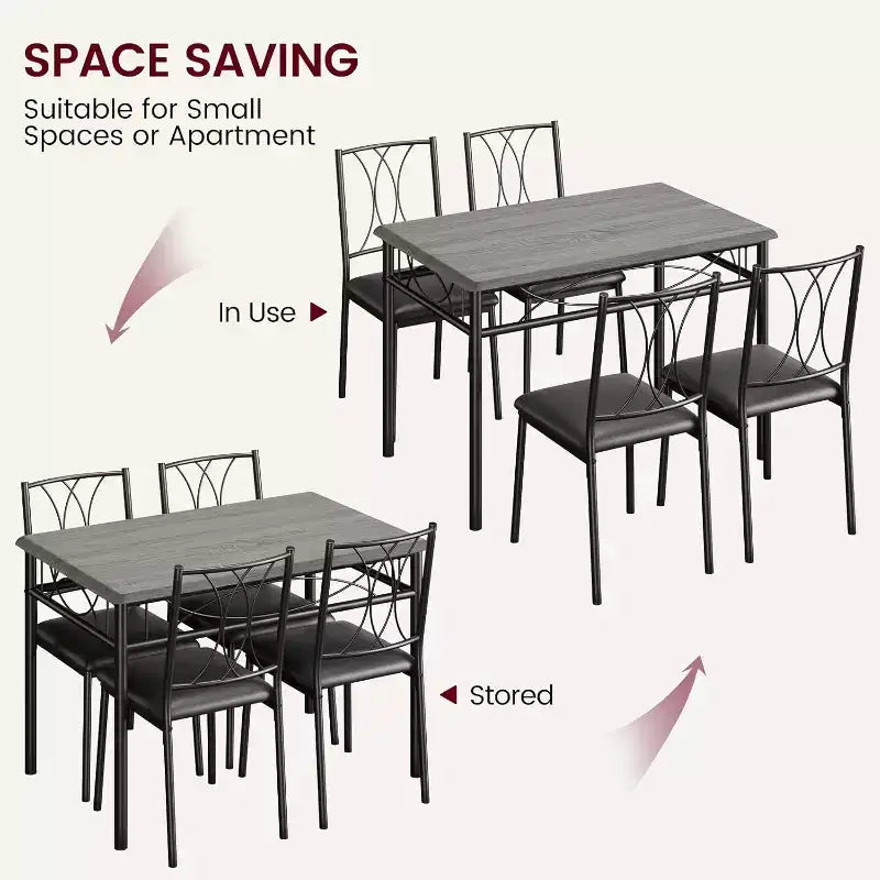 Set tavolo da pranzo per 4, tavolo e sedie da cucina, set tavolo da pranzo con 4 sedie imbottite, set tavolo da cucina per piccoli spazi, appartamento