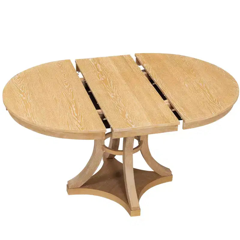 Merax Set da Pranzo Retrò 5 Pezzi Elegante con Tavolo Rotondo Allungabile e 4 Sedie Imbottite