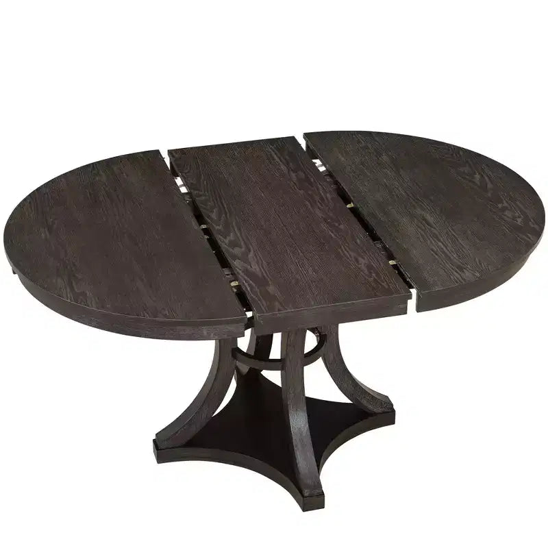 Merax Set da Pranzo Retrò 5 Pezzi Elegante con Tavolo Rotondo Allungabile e 4 Sedie Imbottite