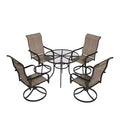 Mondawe 5-Piece Outdoor Dining Set With 4 Swivel Chairs & 1 Steel Mesh Circle Table With Umbrella Hole