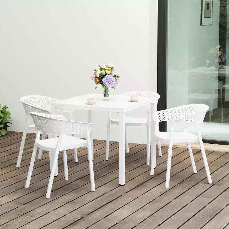 WestinTrends Playa, set da pranzo da esterni a 5 pezzi, con tavolo quadrato e sedie impilabili.