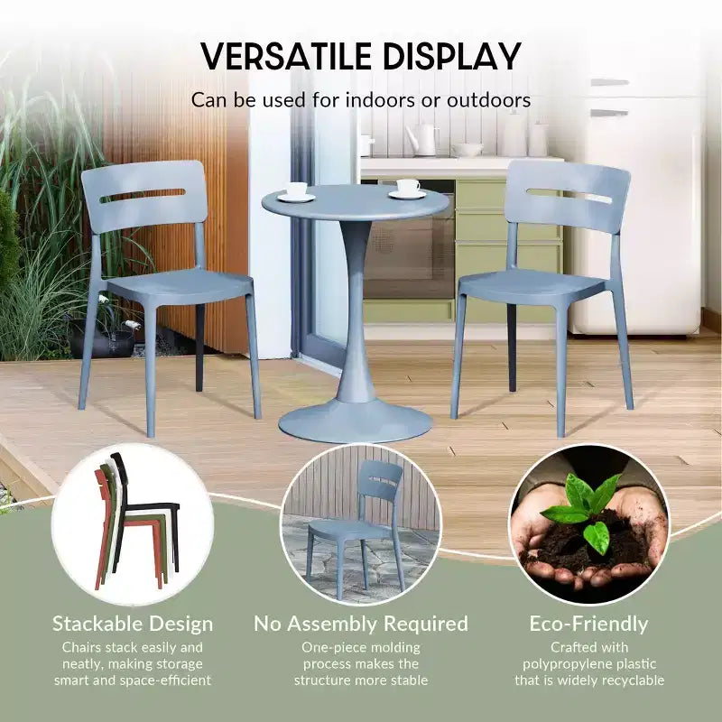 WestinTrends Playa Set da Pranzo Moderno da Esterno a 5 Pezzi con Tavolo Rotondo in Resina e Sedie Impilabili