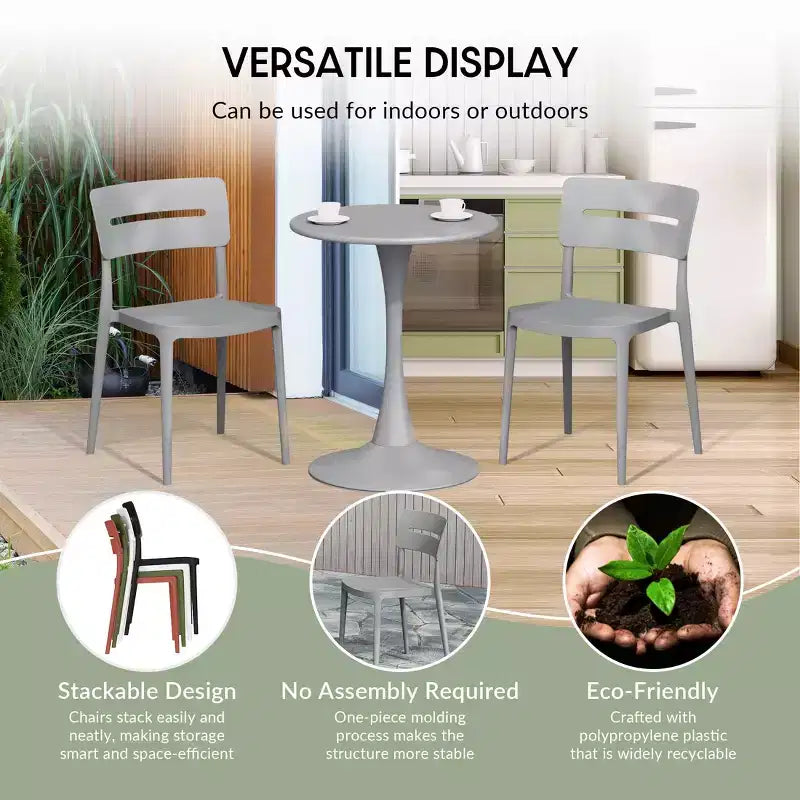 WestinTrends Playa Set da Pranzo Moderno da Esterno a 5 Pezzi con Tavolo Rotondo in Resina e Sedie Impilabili