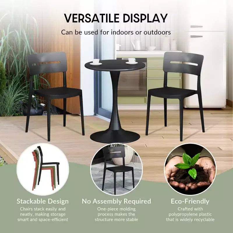 WestinTrends Playa Set da Pranzo Moderno da Esterno a 5 Pezzi con Tavolo Rotondo in Resina e Sedie Impilabili