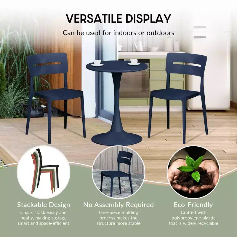 WestinTrends Playa Set da Pranzo Moderno da Esterno a 5 Pezzi con Tavolo Rotondo in Resina e Sedie Impilabili