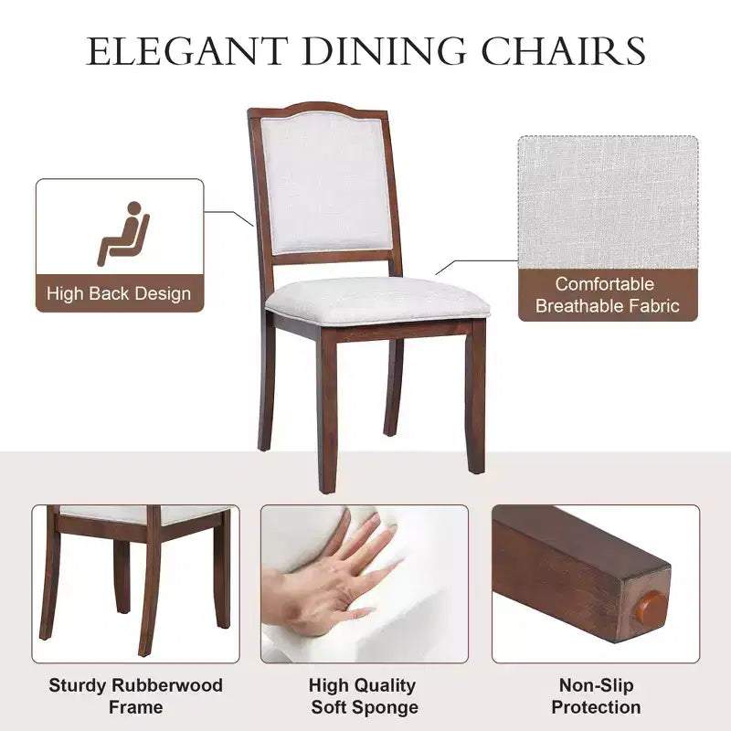 Set da pranzo allungabile per 6 persone in stile rustico, 7 pezzi: tavolo da cucina allungabile in legno con 6 sedie imbottite