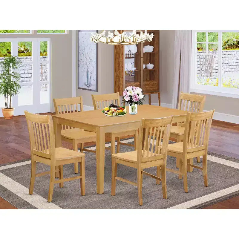 HomeStock Belmont Small Kitchen Table Set - Dining Table And Dining Chairs, Oak