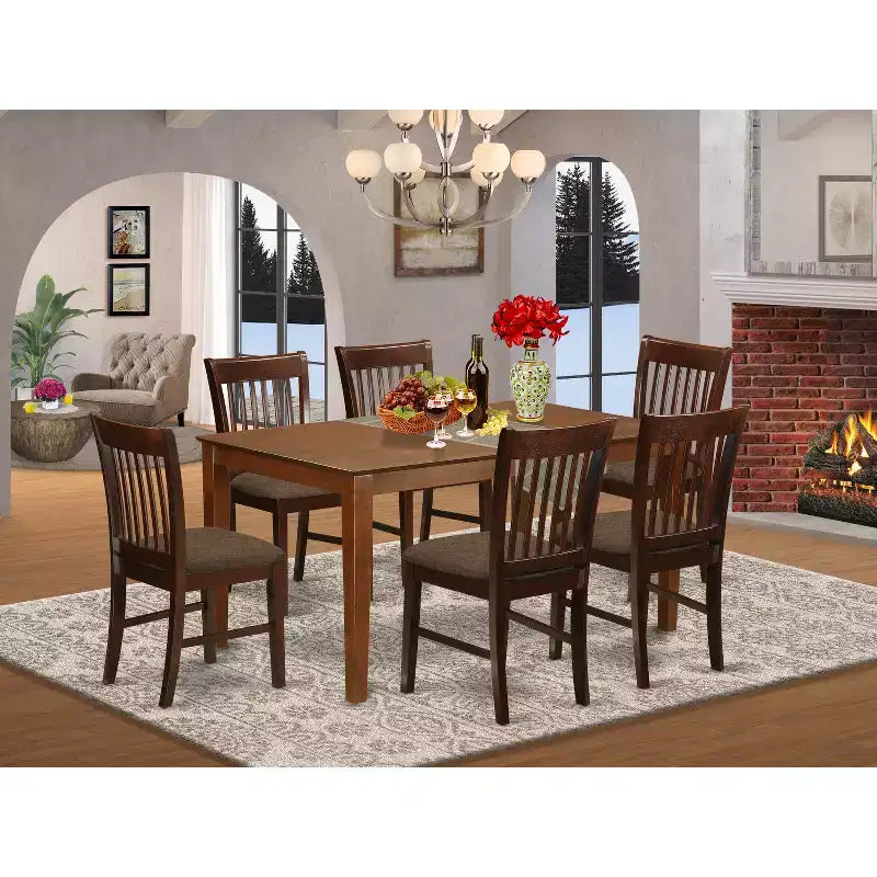 HomeStock Belmont Small Kitchen Table Set - Dining Table And Dining Chairs, Mahogany