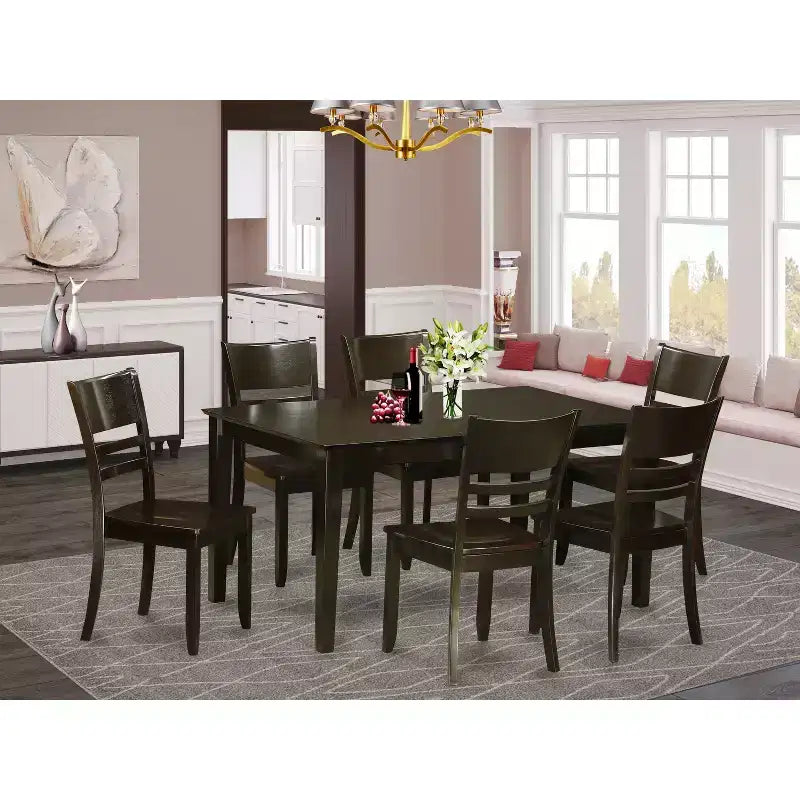 HomeStock Belmont Dining Room Set-Kitchen Table And Dining Chairs, Cappuccino