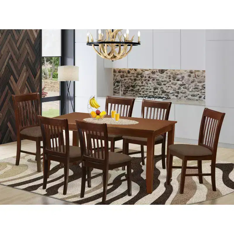 HomeStock Belmont Formal Dining Room Set-Dinette Table And Dinette Chairs, Mahogany