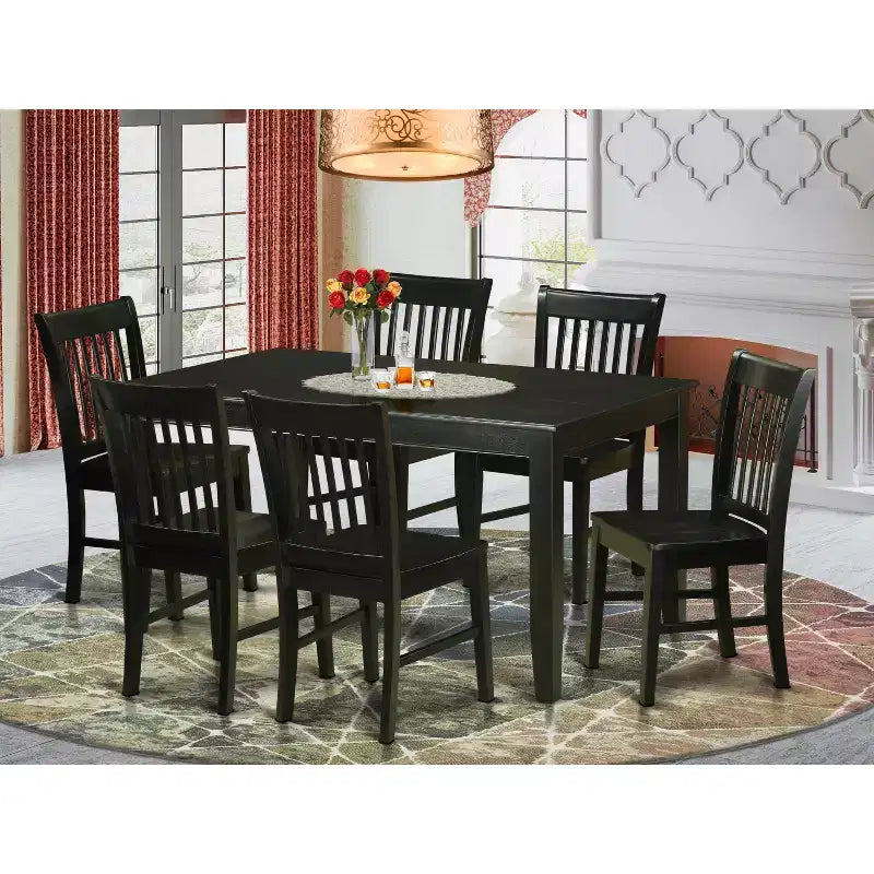 HomeStock Belmont Formal Dining Room Set-Dinette Table And Dinette Chairs, Black