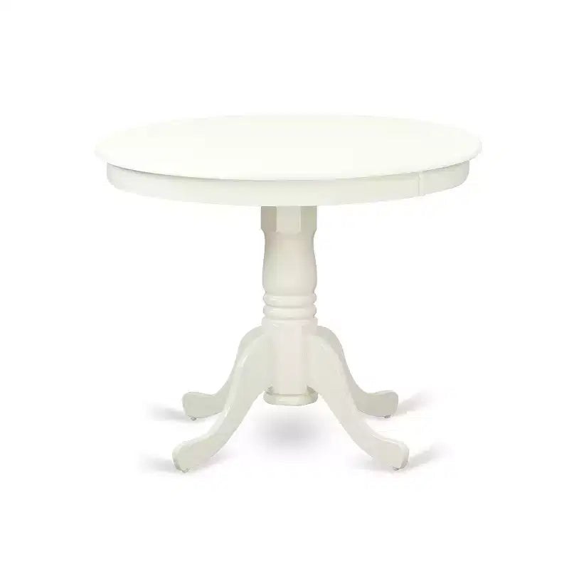 HomeStock Belmont Tavolo Rotondo 3 pezzi da 36 pollici e 2 Sedie con schienale a pannello, Bianco Lino