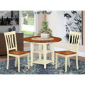HomeStock Belmont 3 Piece Sudbury Set With One Round Dinette Table And Two Dinette Chairs With Wood Seat In A Beautiful Buttermilk and Cherry Finish