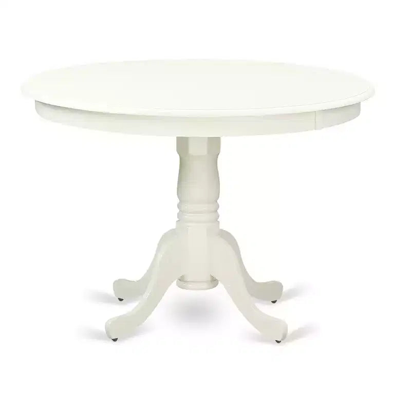 HomeStock Belmont Tavolo Rotondo 42 pollici e 4 Sedie con Schienale a Pannello, Bianco Lino