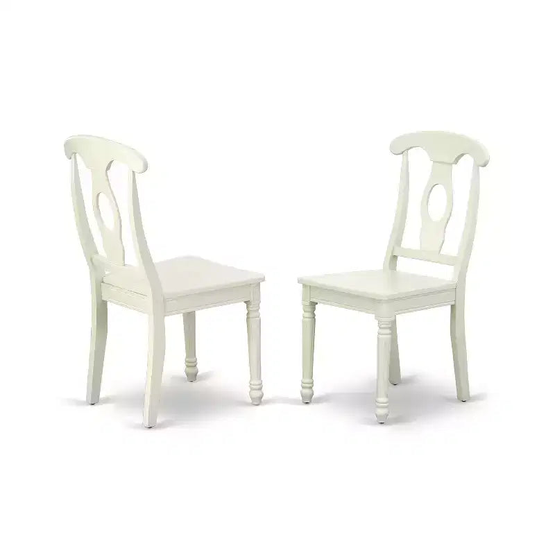 HomeStock Belmont Tavolo Rotondo 42 pollici e 4 Sedie con Schienale a Pannello, Bianco Lino