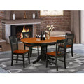 HomeStock Belmont 5Pc Oval 42/60 Inch Dining Table With 18 In Self Storing Butterfly Leaf And Four Wood Seat Chairs