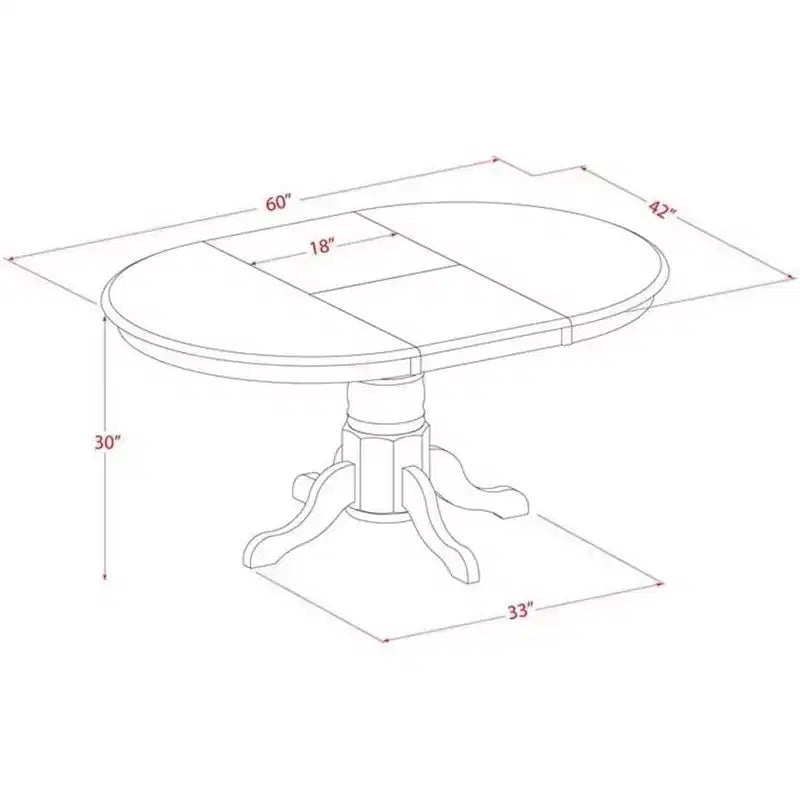 HomeStock Belmont, set da pranzo ovale 5 pezzi con tavolo da 42/60 pollici con prolunga a farfalla da 18 pollici riponibile all'interno e quattro sedie con seduta in legno