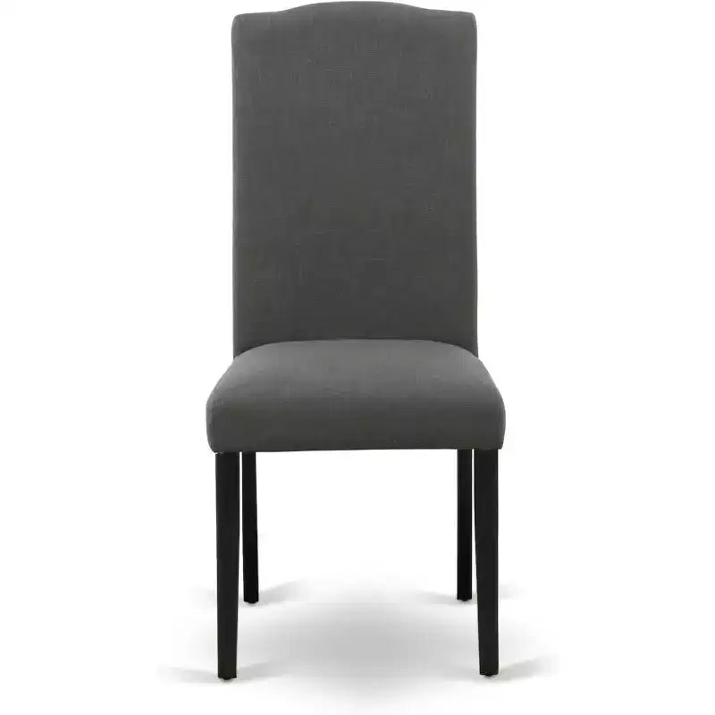 HomeStock Belmont Set Da Pranzo Rettangolare 7 Pezzi Con Tavolo Da 60 Pollici E Sei Sedie Parson Con Gambe Nere E Tessuto In Lino Grigio Scuro Gotham