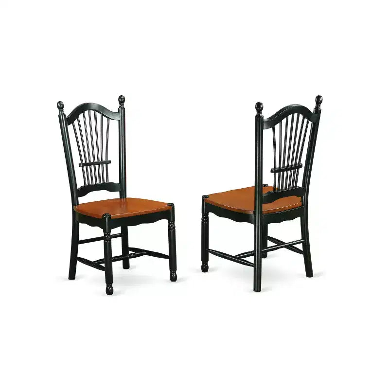 HomeStock Set da Pranzo Belmont 5 Pz - 4 Sedie in Legno, un elegante Tavolo da Pranzo in Legno - Sedile Sedia in Legno Finitura Ciliegio - Struttura in Legno Finitura Nera