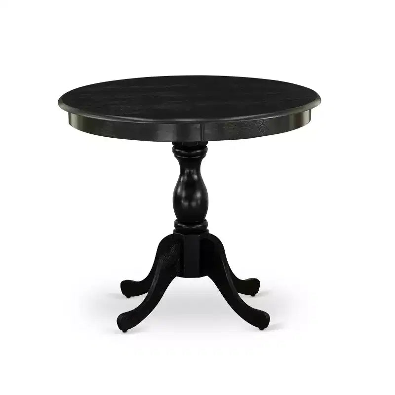 HomeStock Belmont Set da pranzo 3 pezzi Contiene 1 tavolo da pranzo in legno e 2 sedie da pranzo in tessuto di lino nero, schienale alto – Finitura nera spazzolata a filo metallico