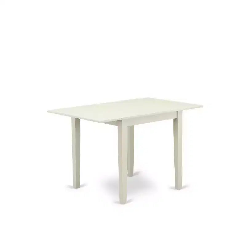 HomeStock Belmont Set Sala da Pranzo 5 pezzi - 4 sedie per sala da pranzo e un tavolo da pranzo in legno - Finitura Lino Bianco Legno massello - Tessuto in lino colore Celeste