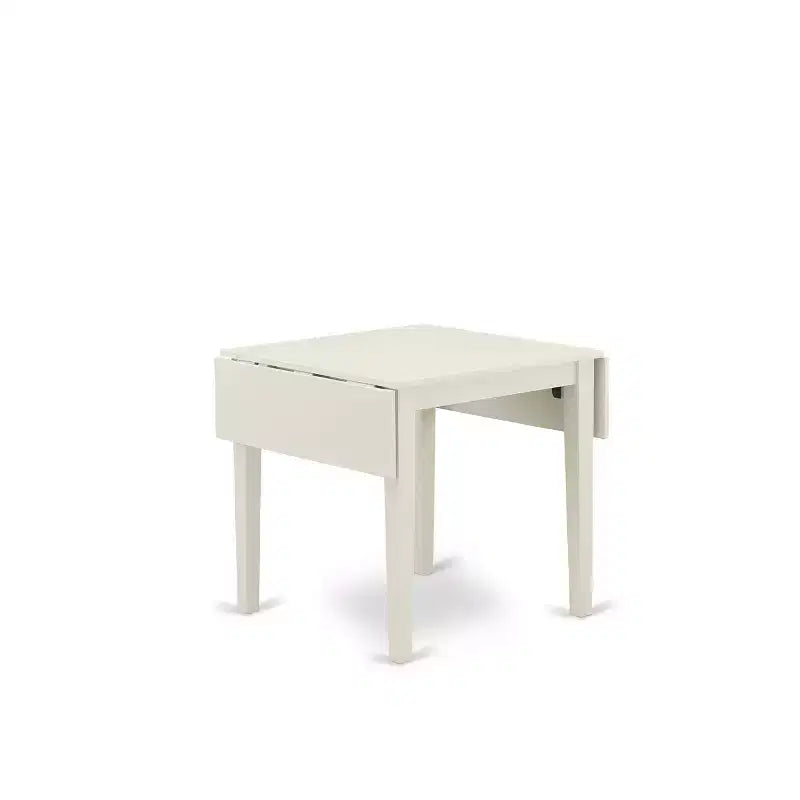 HomeStock Belmont Set Sala da Pranzo 5 pezzi - 4 sedie per sala da pranzo e un tavolo da pranzo in legno - Finitura Lino Bianco Legno massello - Tessuto in lino colore Celeste