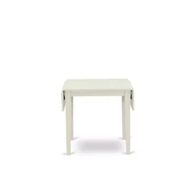 HomeStock Belmont Set Sala da Pranzo 5 pezzi - 4 sedie per sala da pranzo e un tavolo da pranzo in legno - Finitura Lino Bianco Legno massello - Tessuto in lino colore Celeste