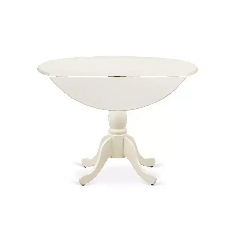 Set da pranzo moderno HomeStock Belmont 5 pezzi con 1 tavolo da pranzo con ante a ribalta e 4 sedie da sala da pranzo in tessuto di lino beige chiaro - Finitura bianco lino