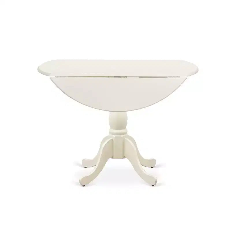 Set da pranzo moderno HomeStock Belmont 5 pezzi con 1 tavolo da pranzo con ante a ribalta e 4 sedie da sala da pranzo in tessuto di lino beige chiaro - Finitura bianco lino