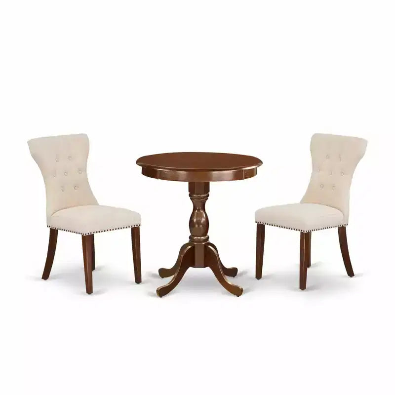 HomeStock Belmont - Set da pranzo 3 pezzi - 2 sedie da pranzo Parson e 1 tavolo da sala da pranzo (finitura mogano)