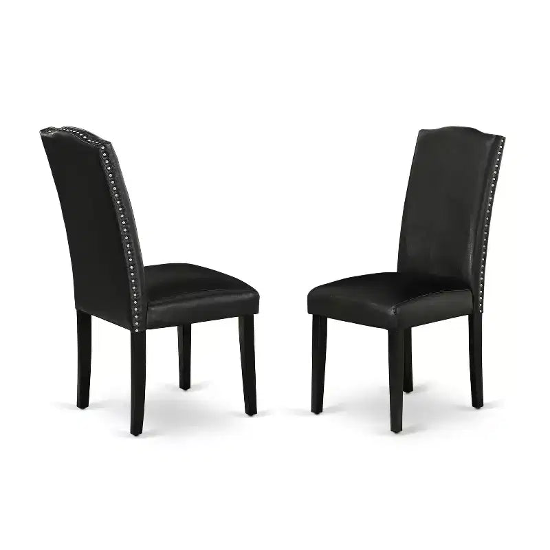 Tavolo da cucina HomeStock Belmont rettangolare 5 pezzi 42/60 pollici con prolunga a farfalla da 18 pollici riponibile e quattro sedie Parson con gamba nera