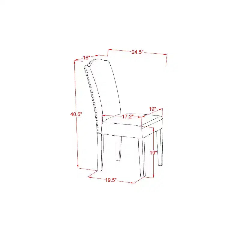 Tavolo da cucina HomeStock Belmont rettangolare 5 pezzi 42/60 pollici con prolunga a farfalla da 18 pollici riponibile e quattro sedie Parson con gamba nera